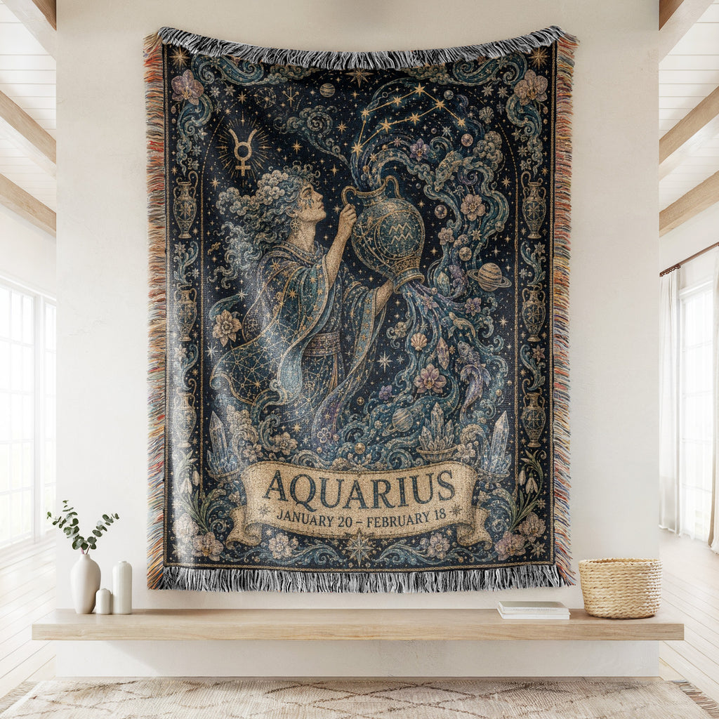 Aquarius Celestial Water Bearer Blanket