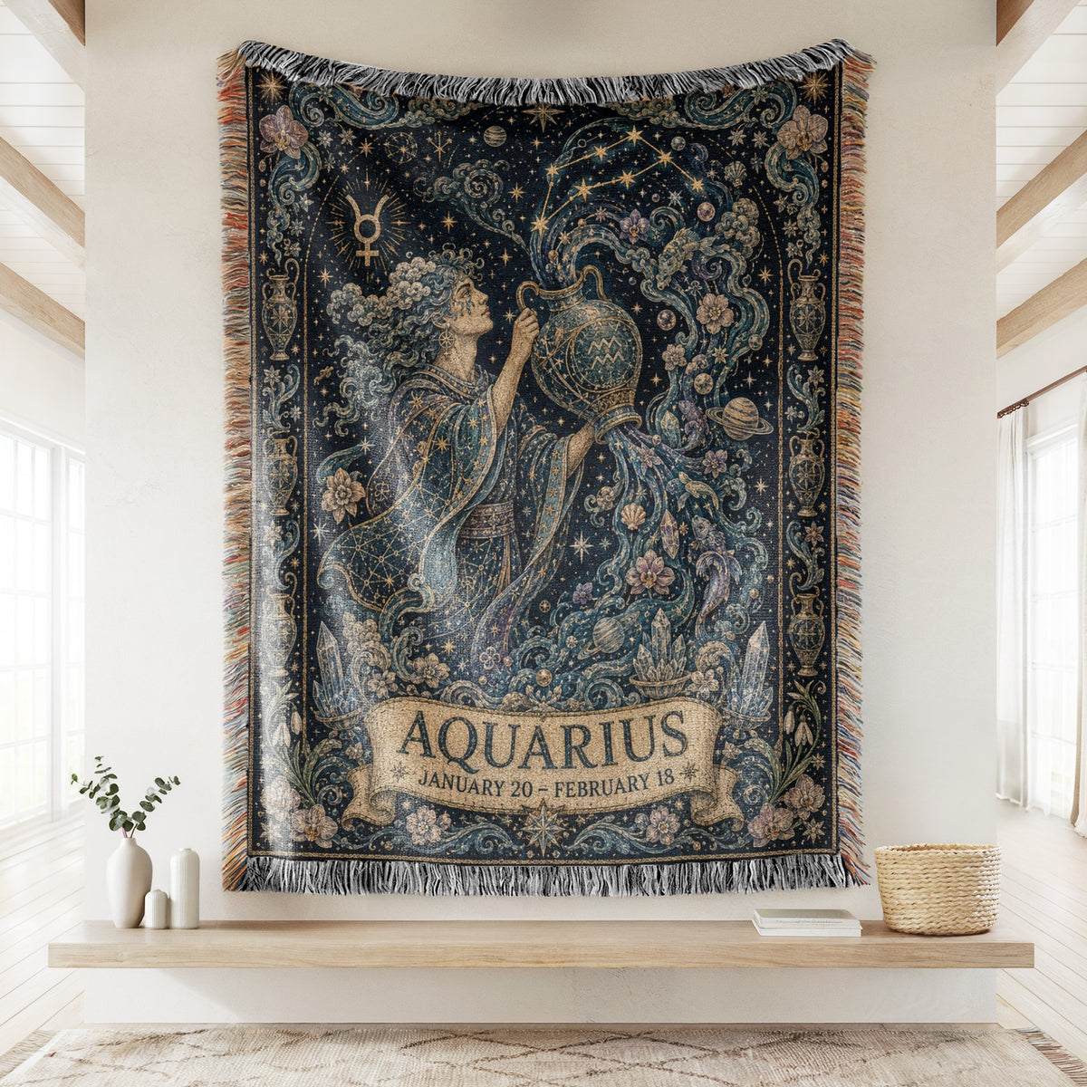 Aquarius Celestial Water Bearer Blanket
