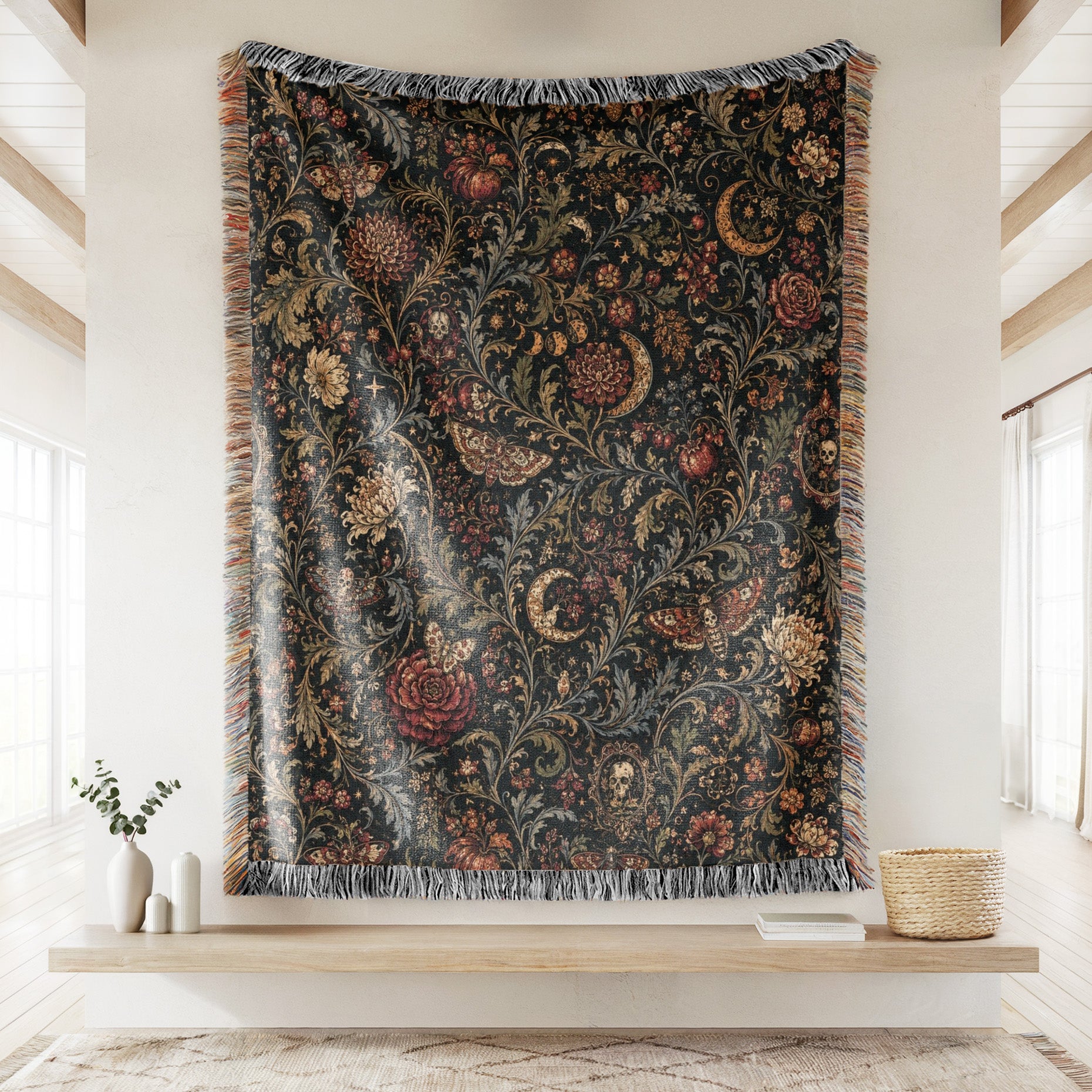 Midnight Moths & Roses Blanket Secondary image