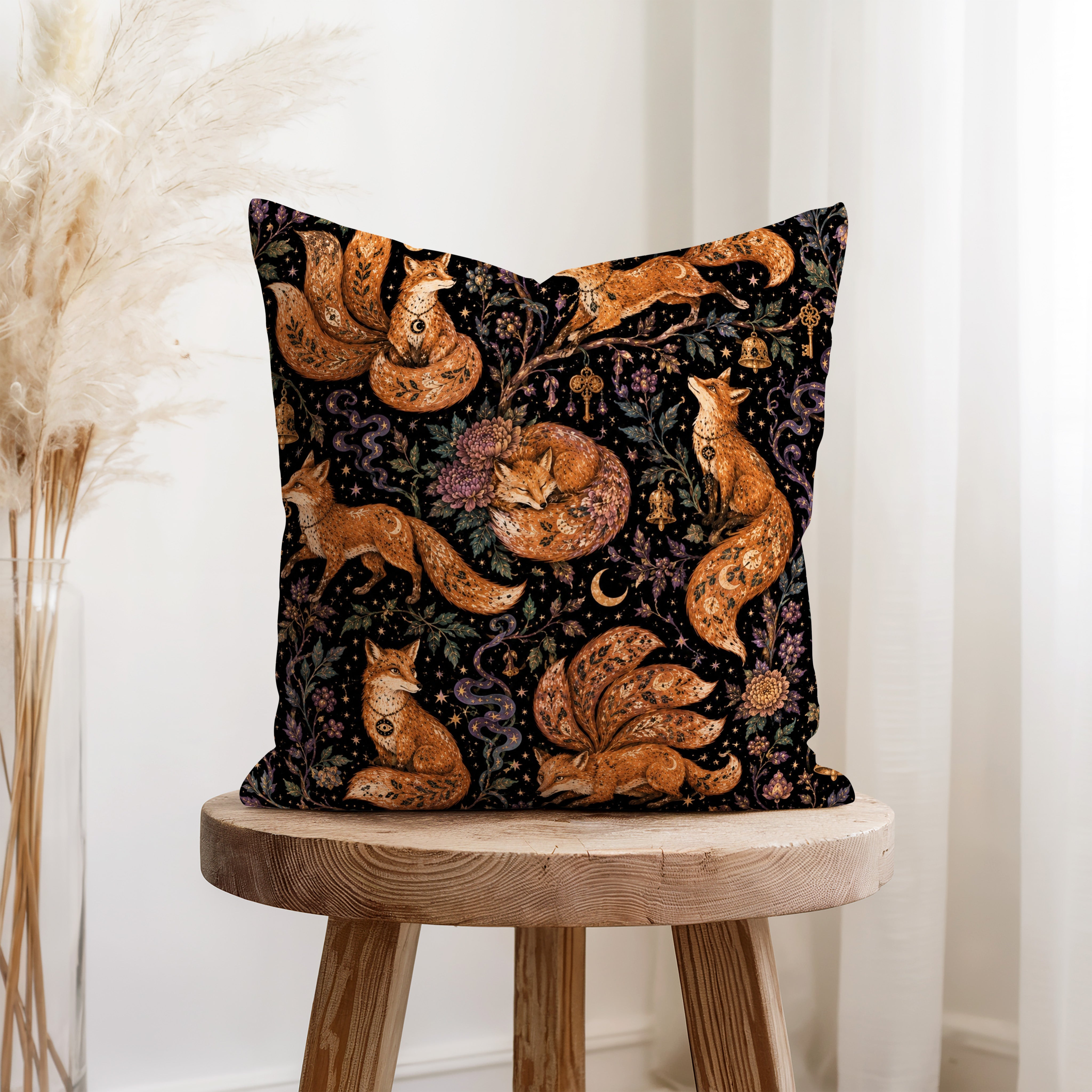 Foxes of the Secret Vale – Whimsical Woodland Pillow Secondary image