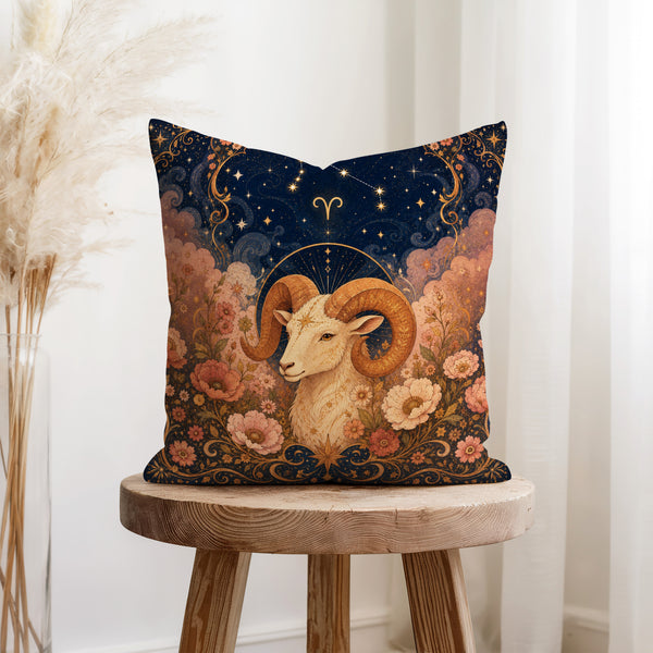 The Starborn Ram – Aries Zodiac Pillow