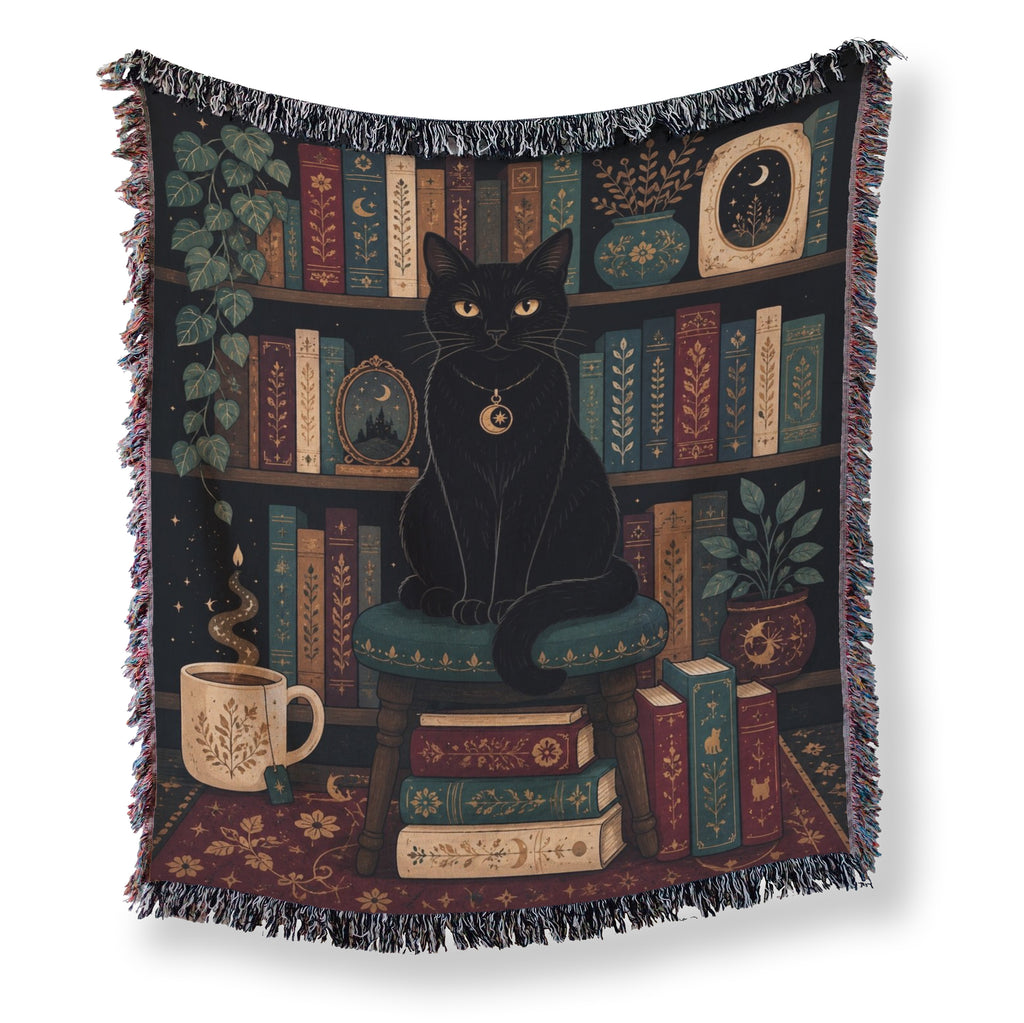 Black Cat Celestial Library Blanket