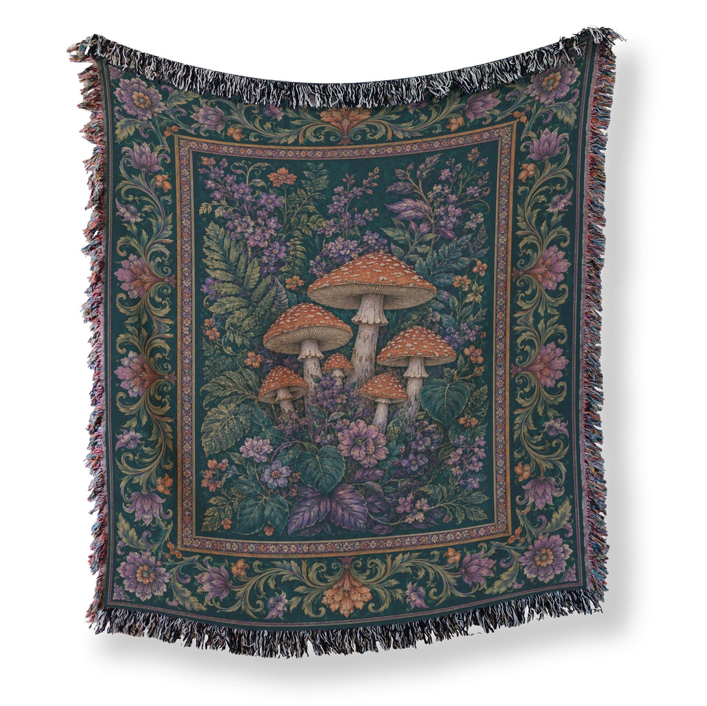 Midnight Mushroom Garden Blanket