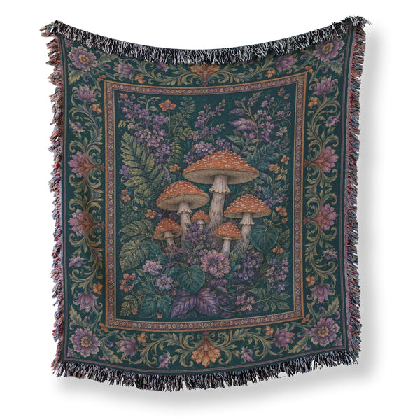 Midnight Mushroom Garden Blanket