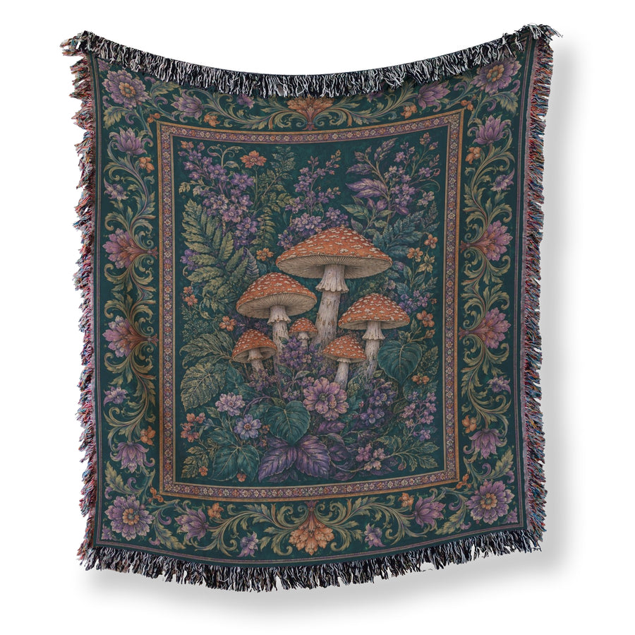 Midnight Mushroom Garden Blanket