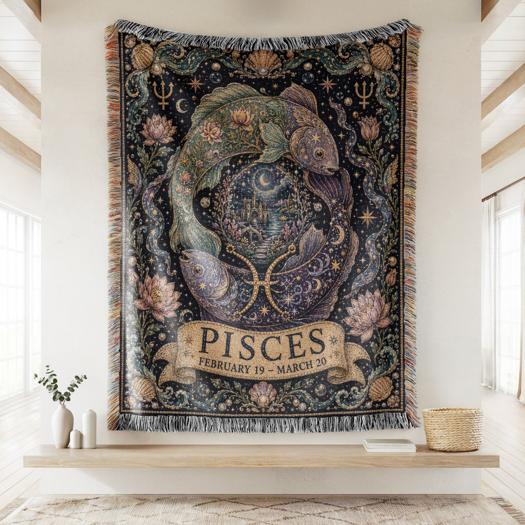 Pisces Moonlit Twin Fish Blanket