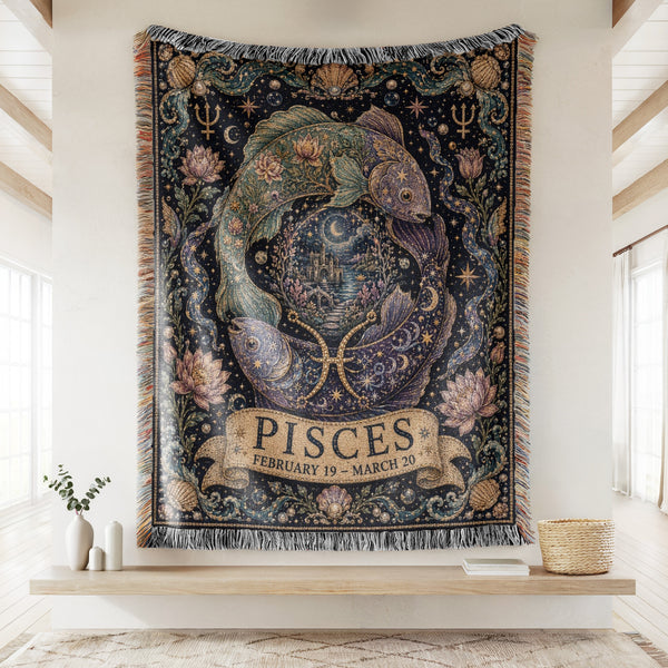 Pisces Moonlit Twin Fish Blanket