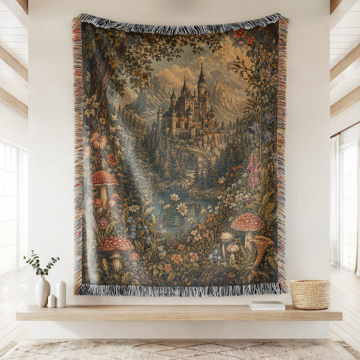 The Enchanted Mushroom Castle Blanket