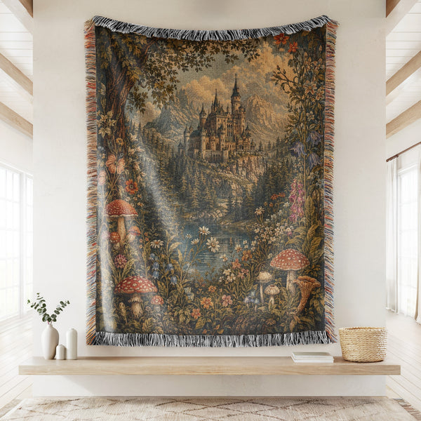 The Enchanted Mushroom Castle Blanket