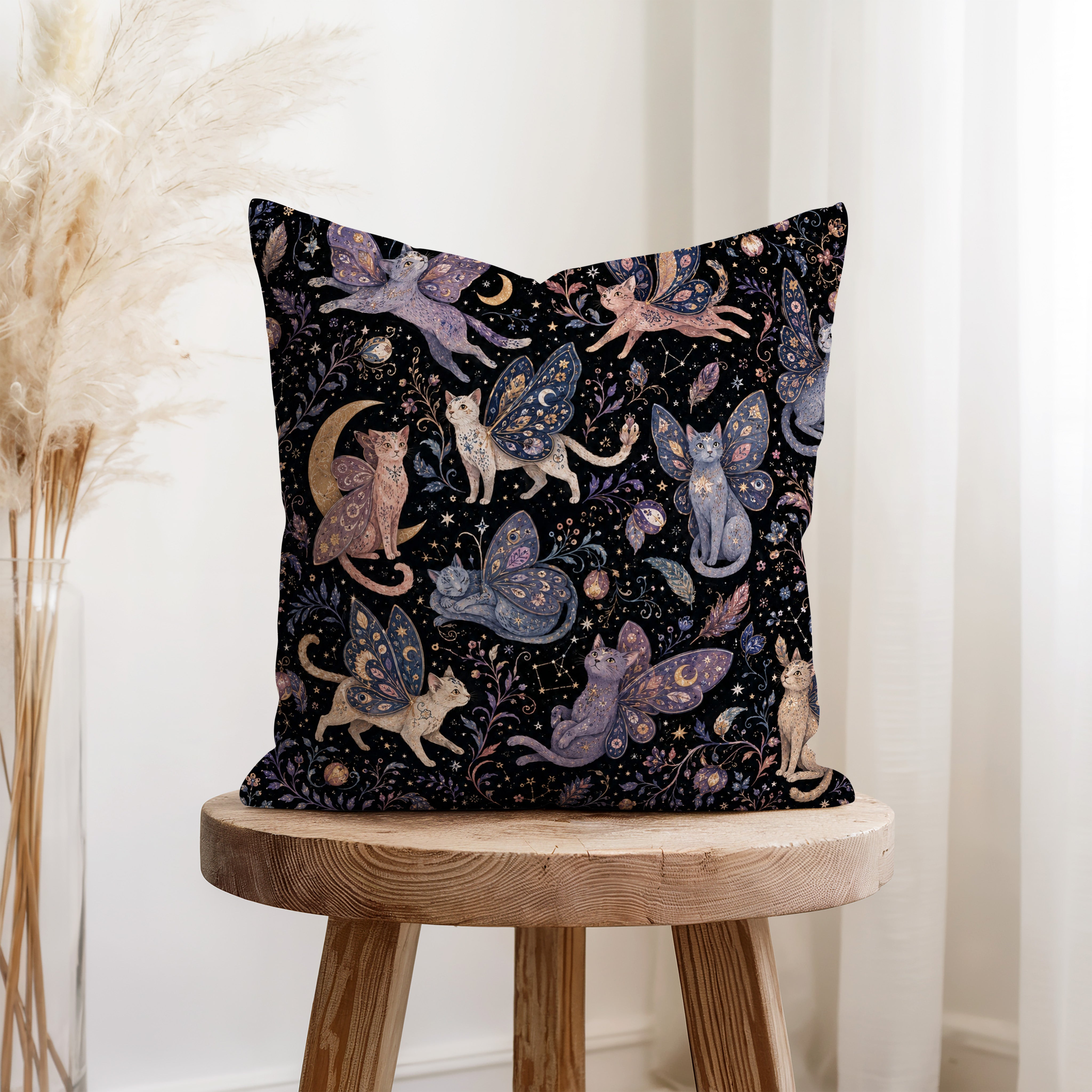 Moonwing Cats – Celestial Fairy Cat Pillow Secondary image