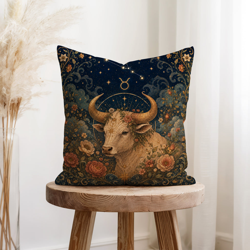 The Celestial Bull – Taurus Zodiac Pillow
