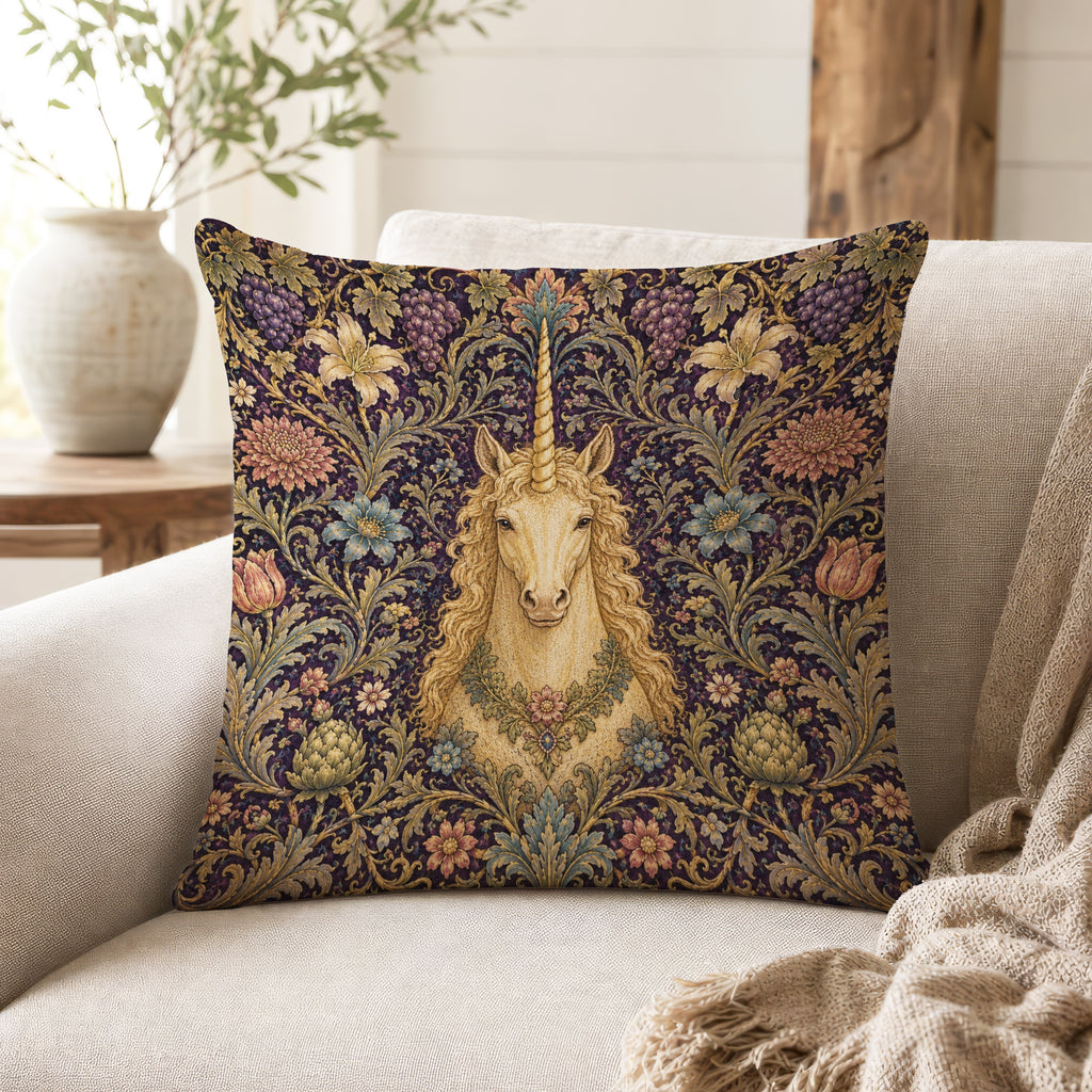 The Unicorn of Grapes – Medieval Botanical Pillow