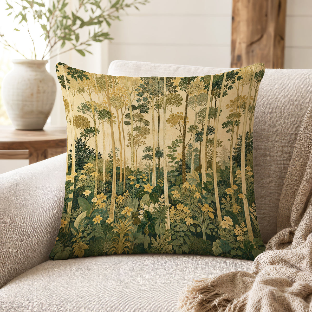 Golden Wildwood Meadow Pillow