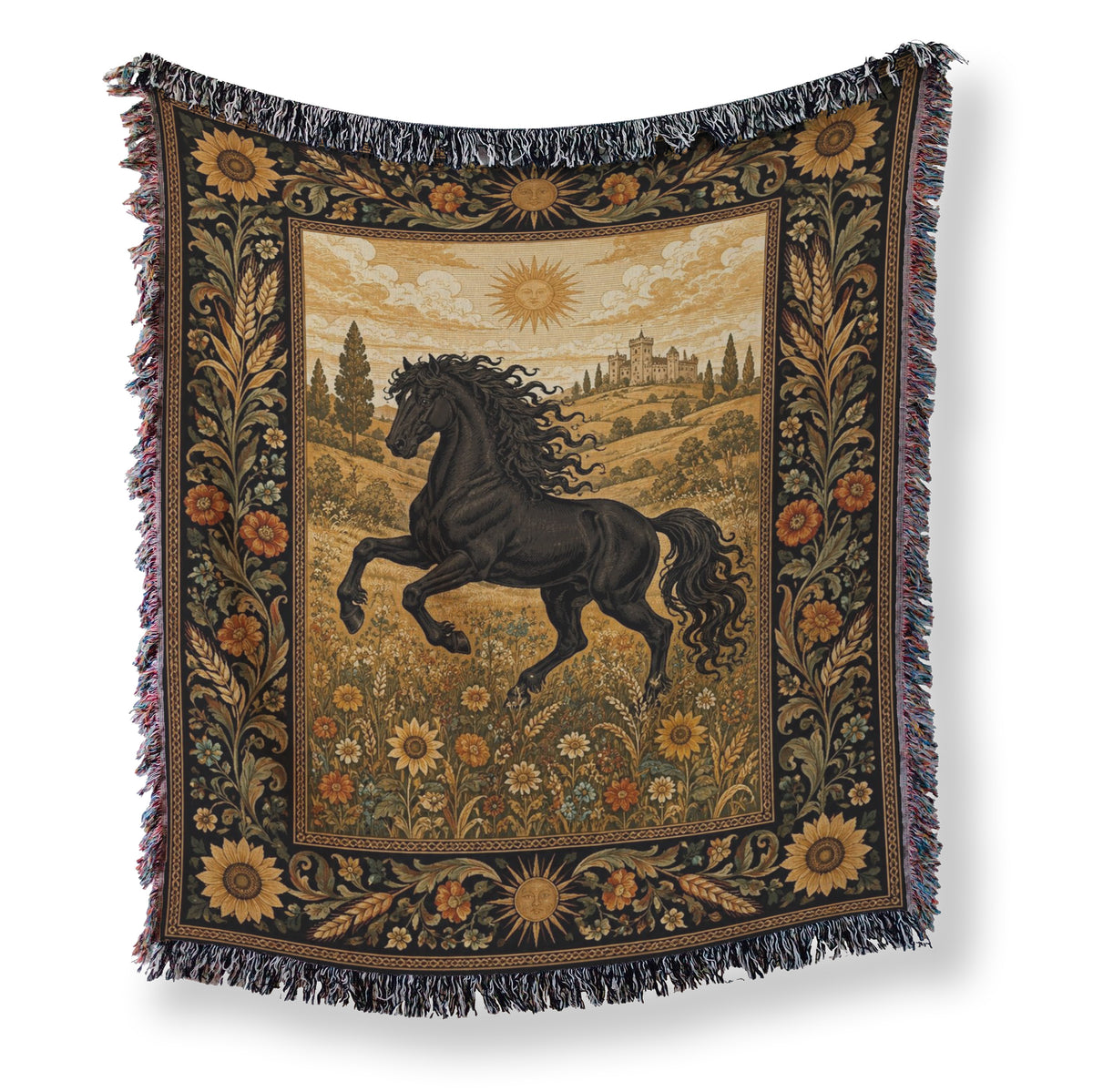The Sunlit Black Horse Blanket Main image