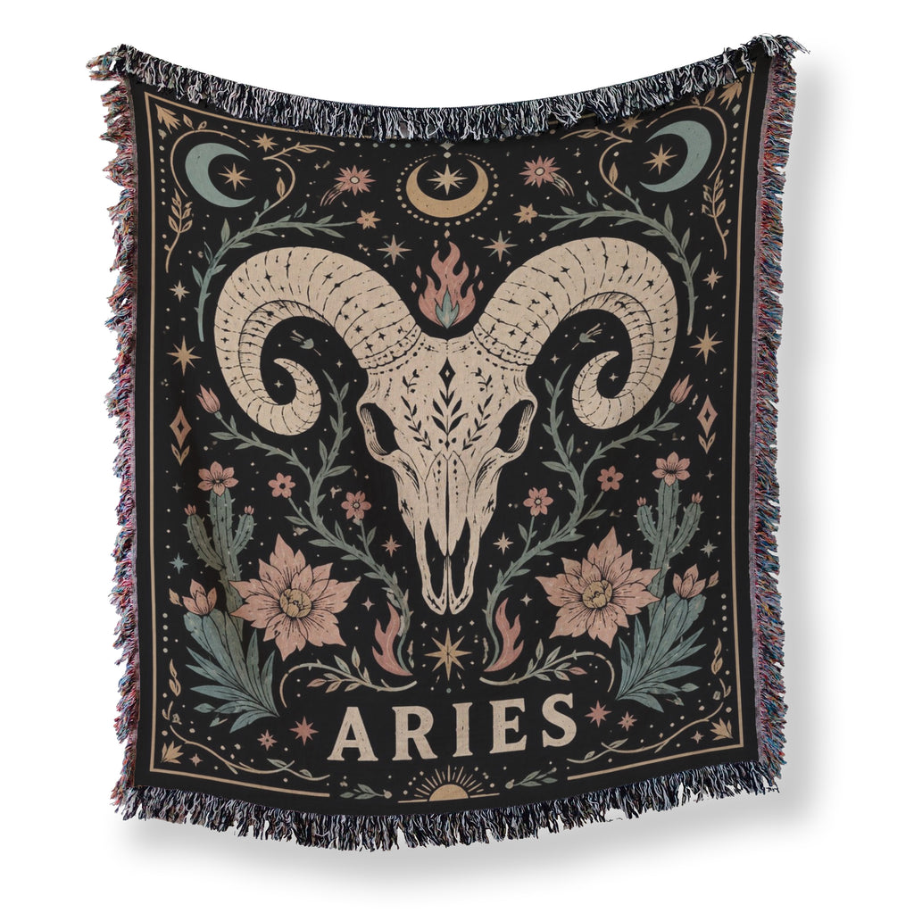 Aries Ram Skull Zodiac Blanket