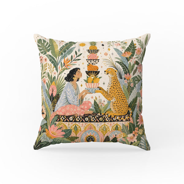 The Cheetah’s Garden – Tropical Animal Pillow