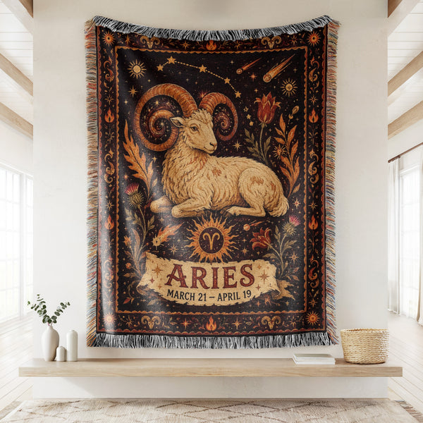 Aries Ember Ram Zodiac Blanket