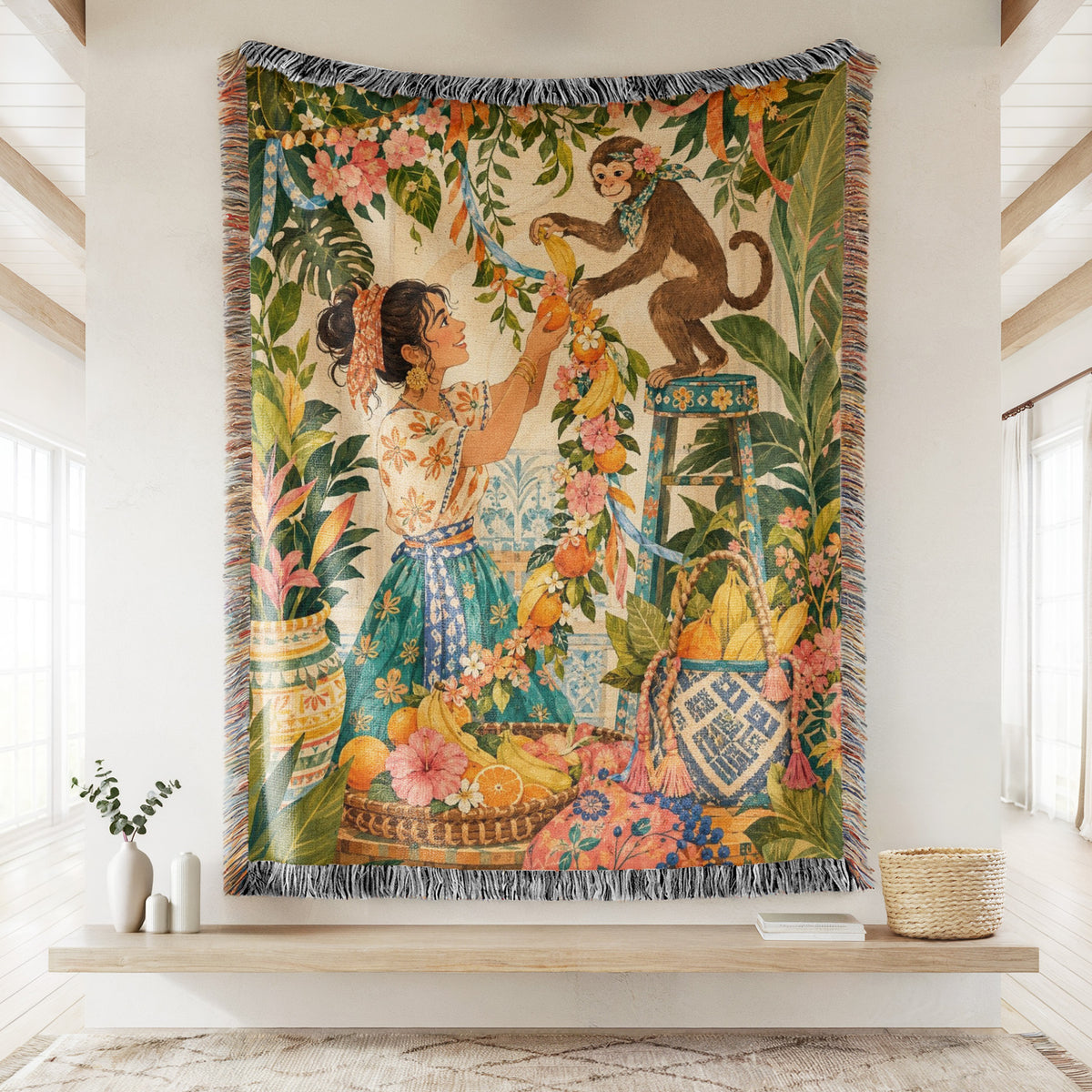 Monkey Garden Garland Blanket