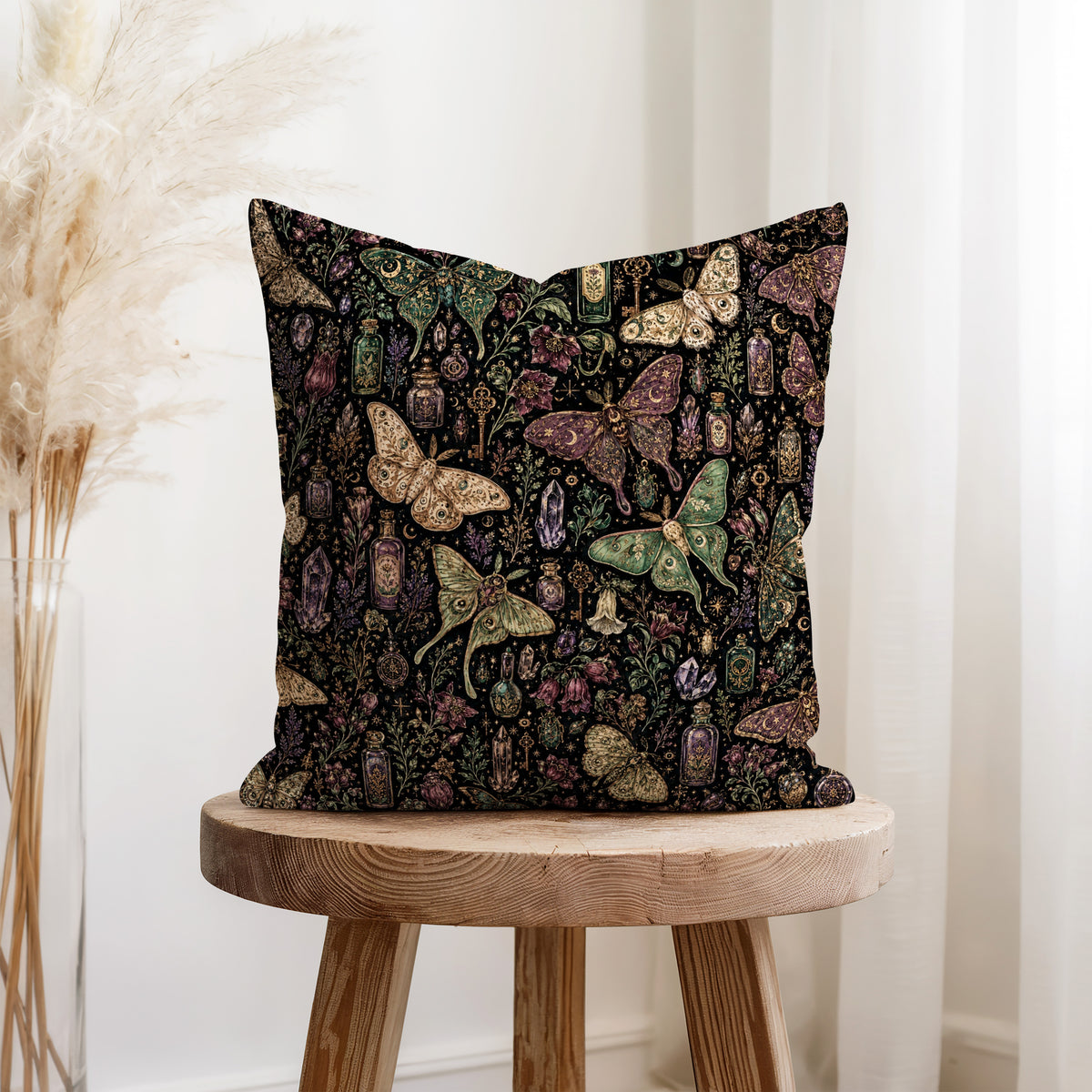 The Moth Apothecary – Whimsical Gothic Pillow