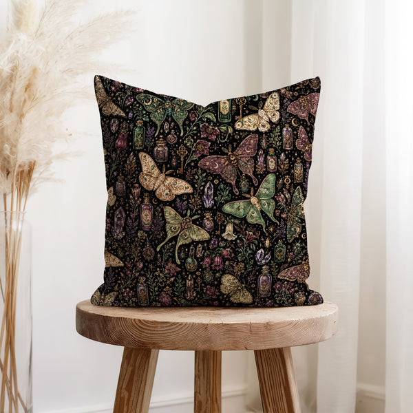 The Moth Apothecary – Whimsical Gothic Pillow