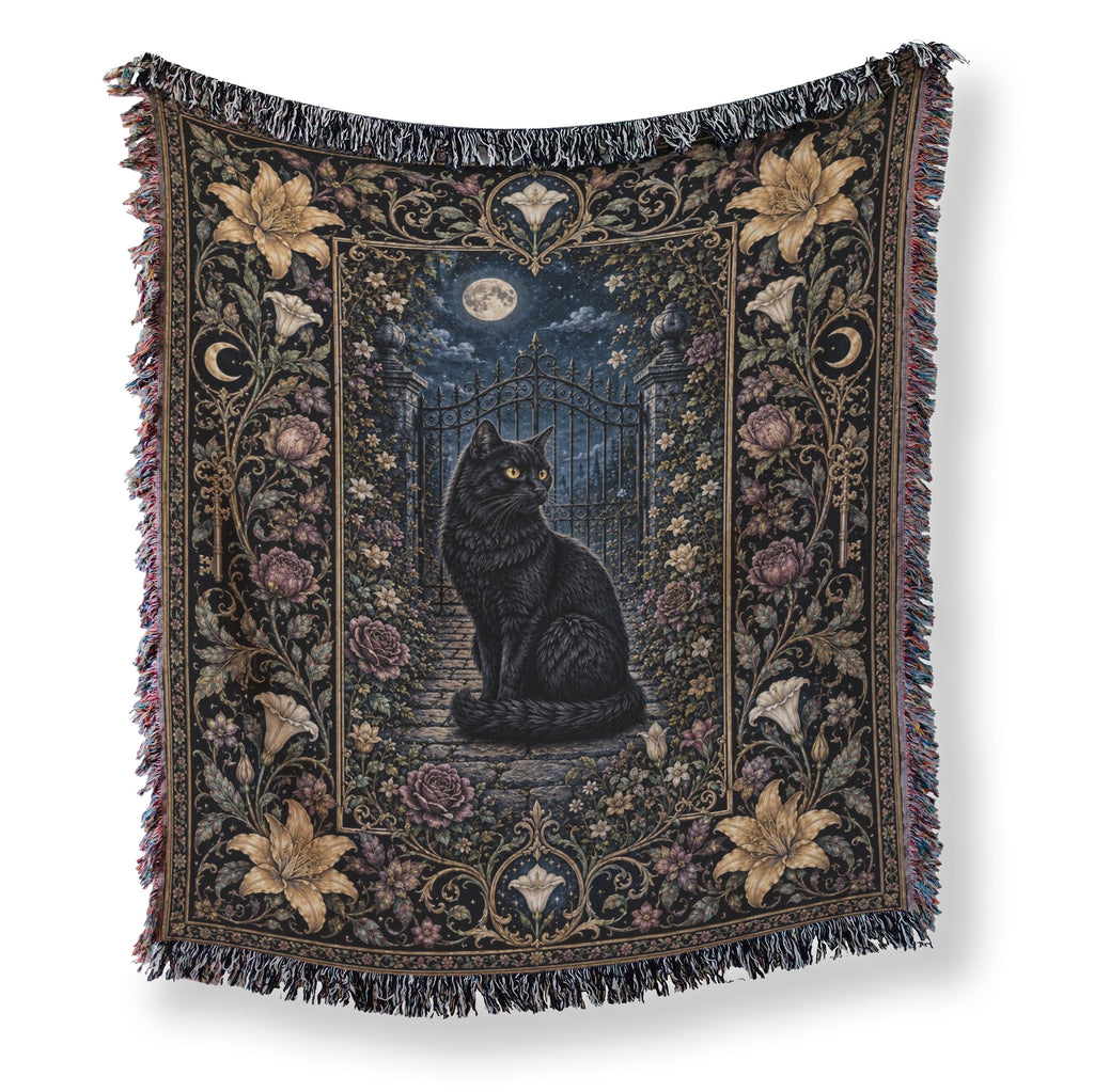 Black Cat at the Garden Gate Blanket