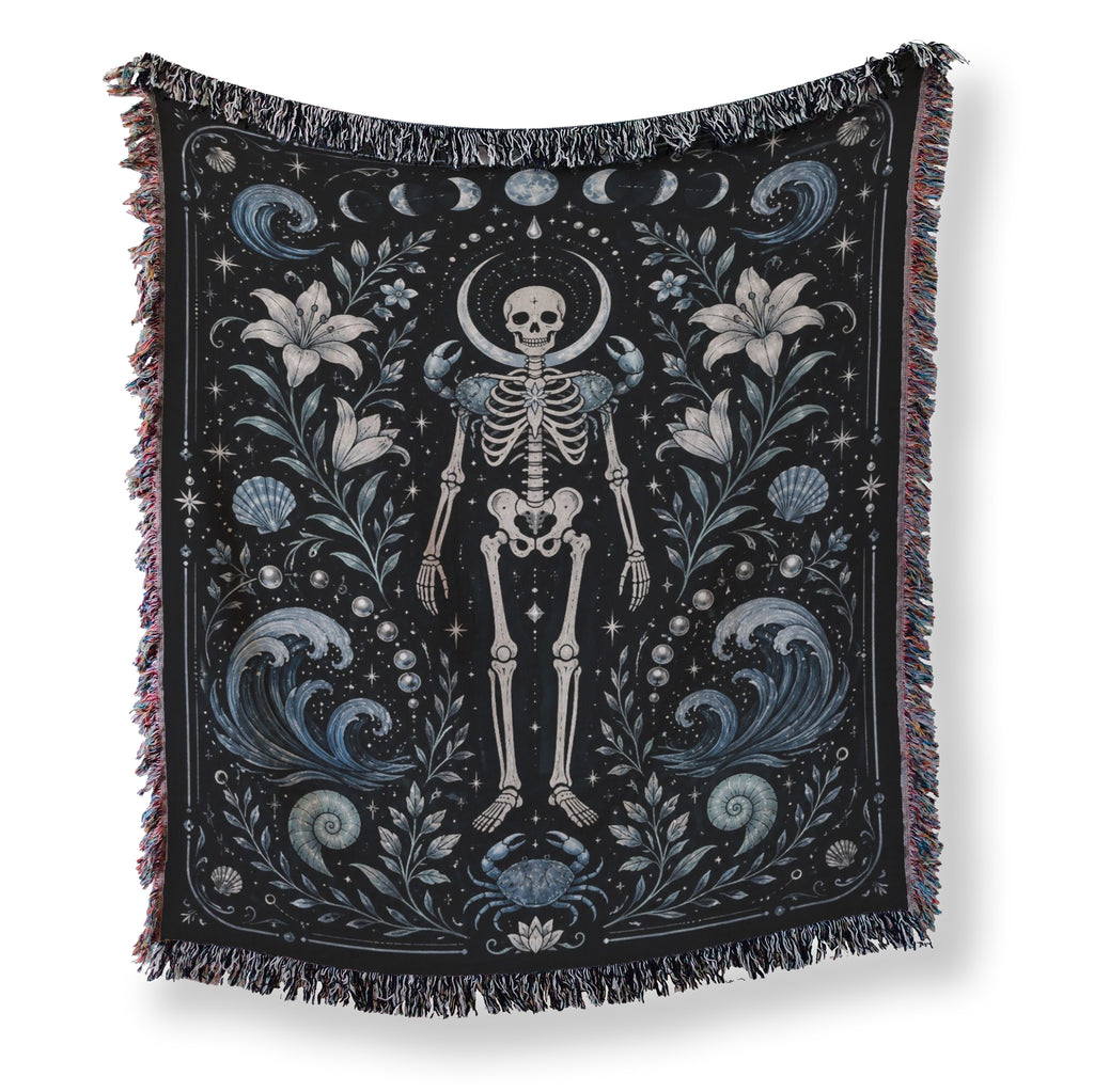 Cancer Moon & Tide – Gothic Skeleton Zodiac Blanket