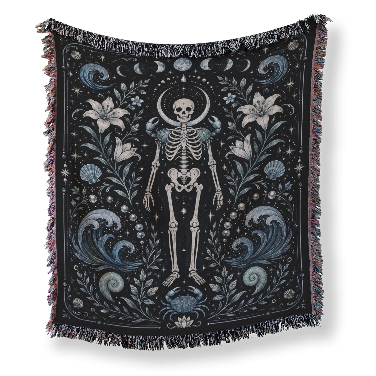 Cancer Moon & Tide – Gothic Skeleton Zodiac Blanket