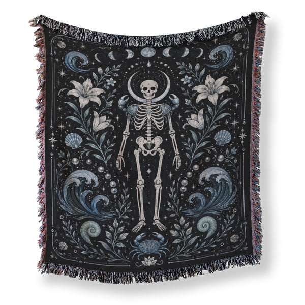Cancer Moon & Tide – Gothic Skeleton Zodiac Blanket