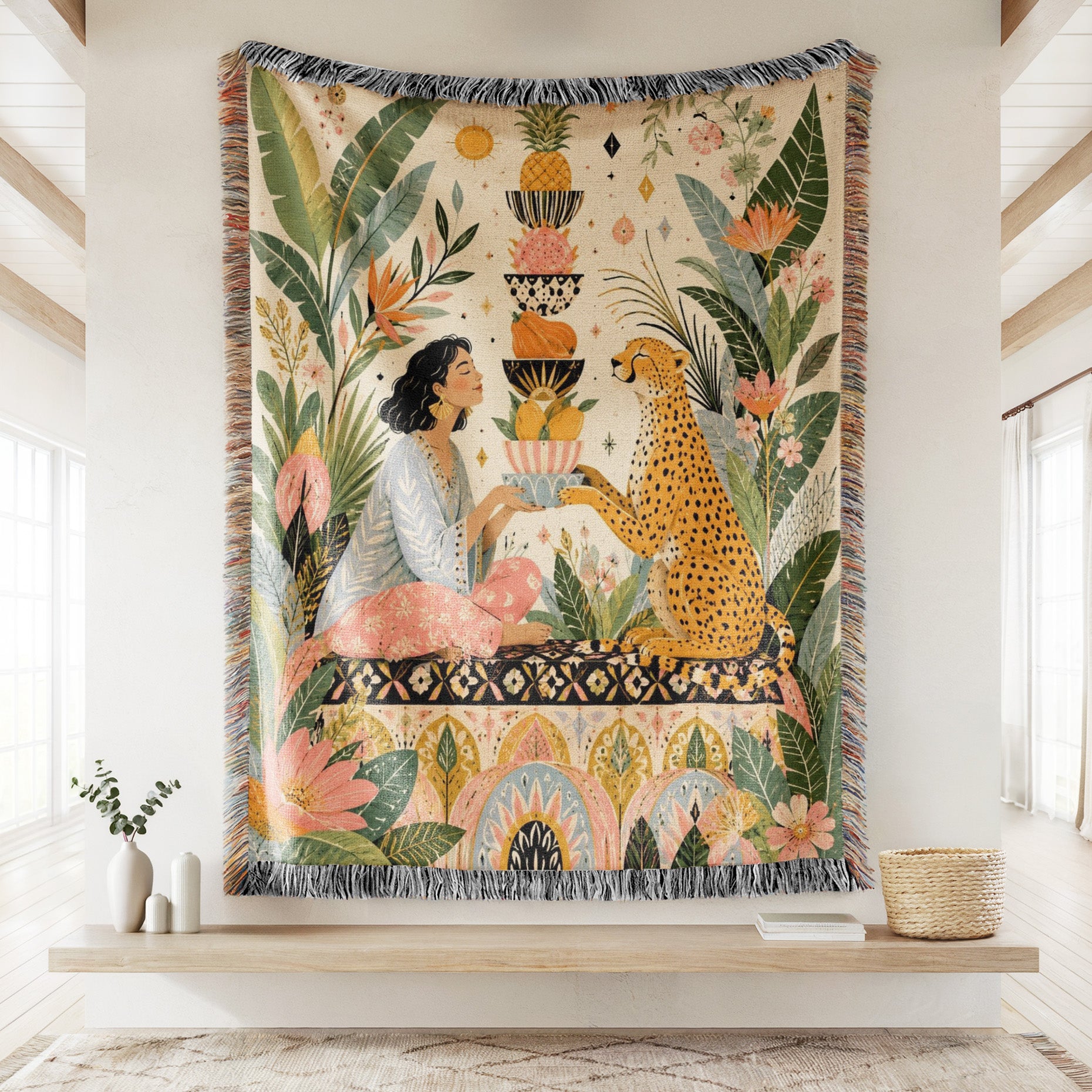 Cheetah Tropical Garden Blanket Secondary image