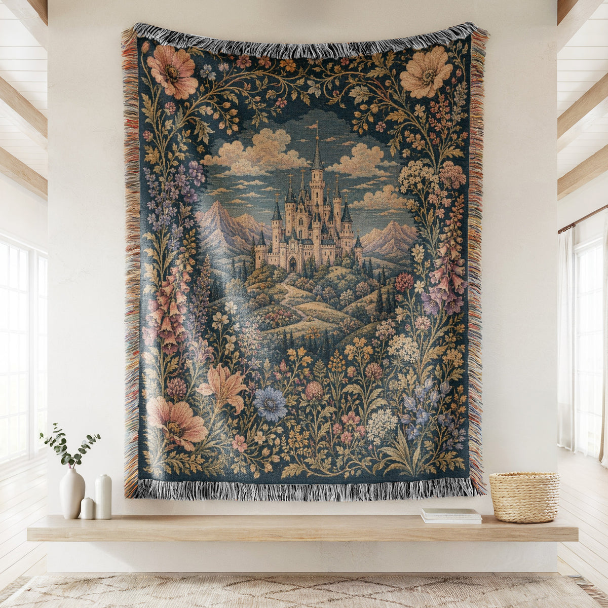 The Midnight Floral Castle Blanket