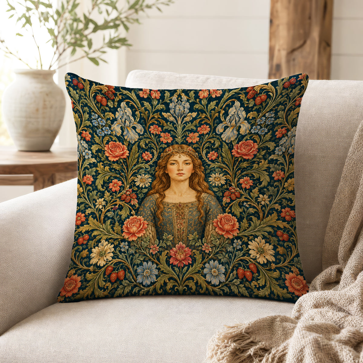 The Lady of the Flowering Vale – Medieval Floral Pillow