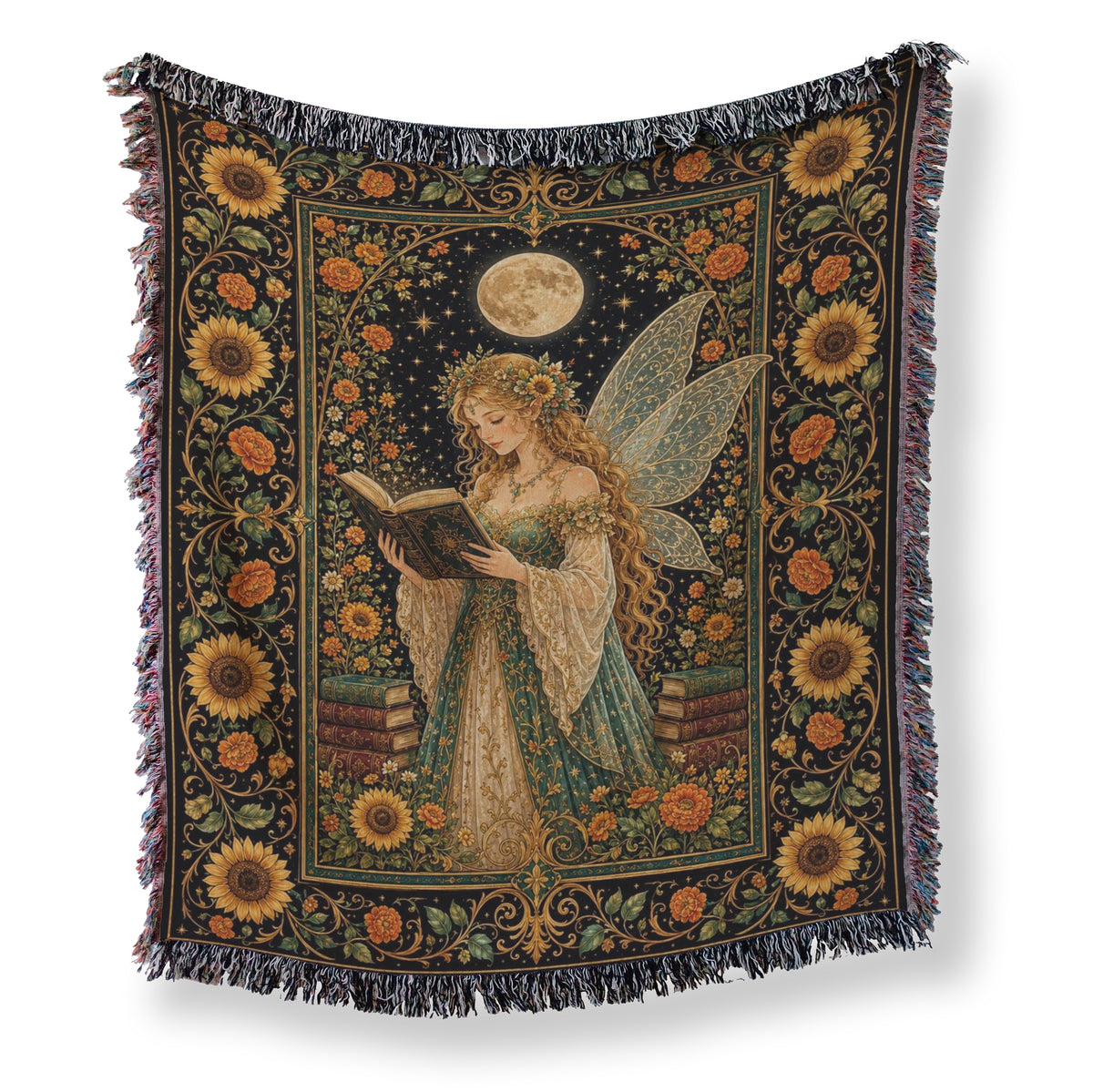 Sunflower Moon Fairy Reader Blanket