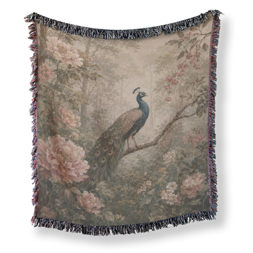 Peony Peacock Forest Blanket