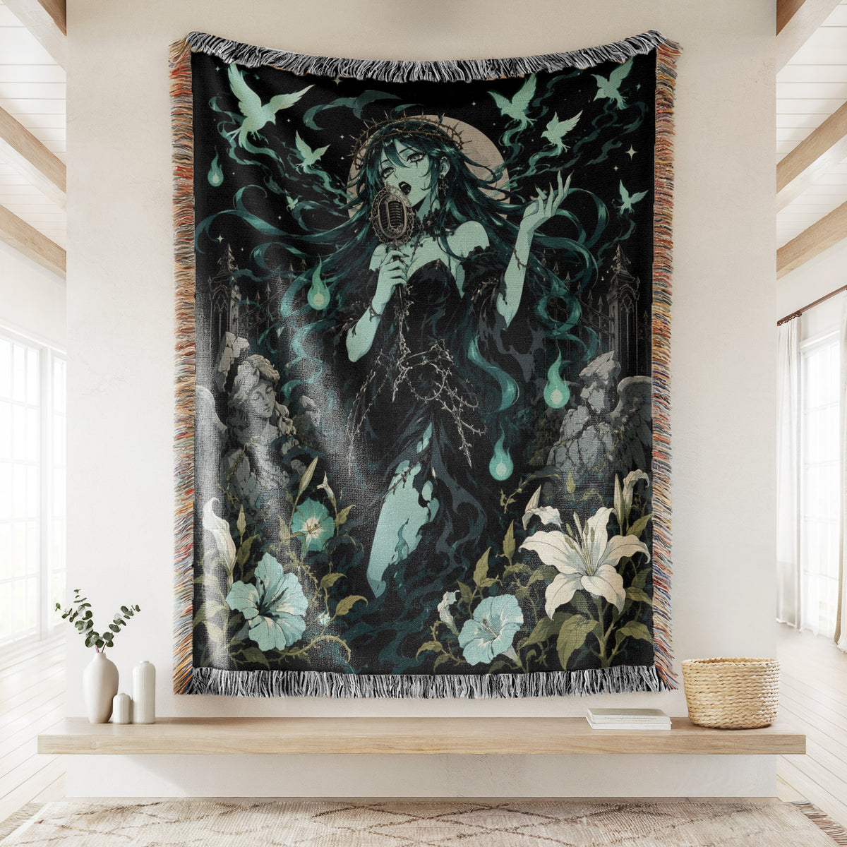 Ghost Singer of the Midnight Garden Blanket