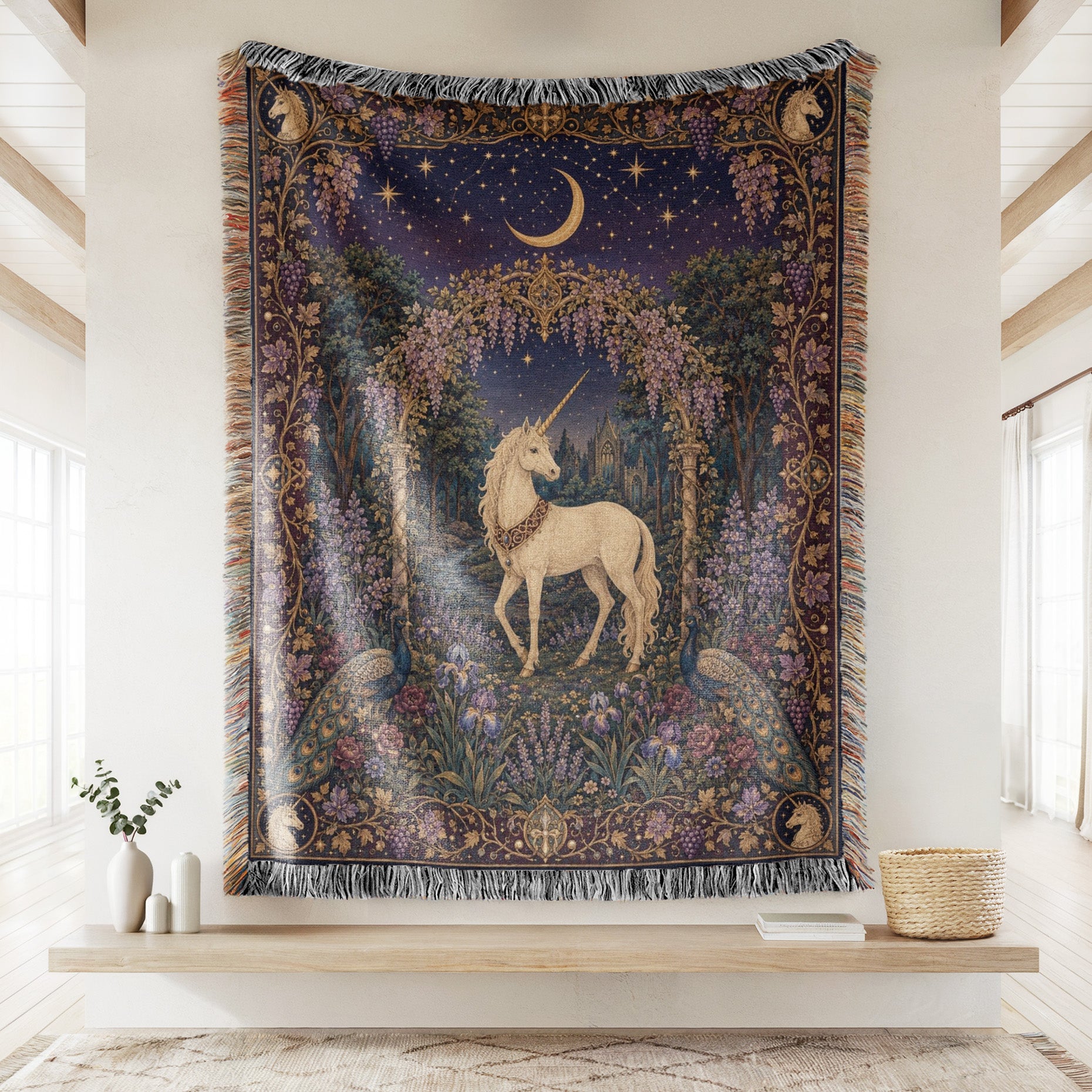 The Wisteria Unicorn Garden Blanket Secondary image