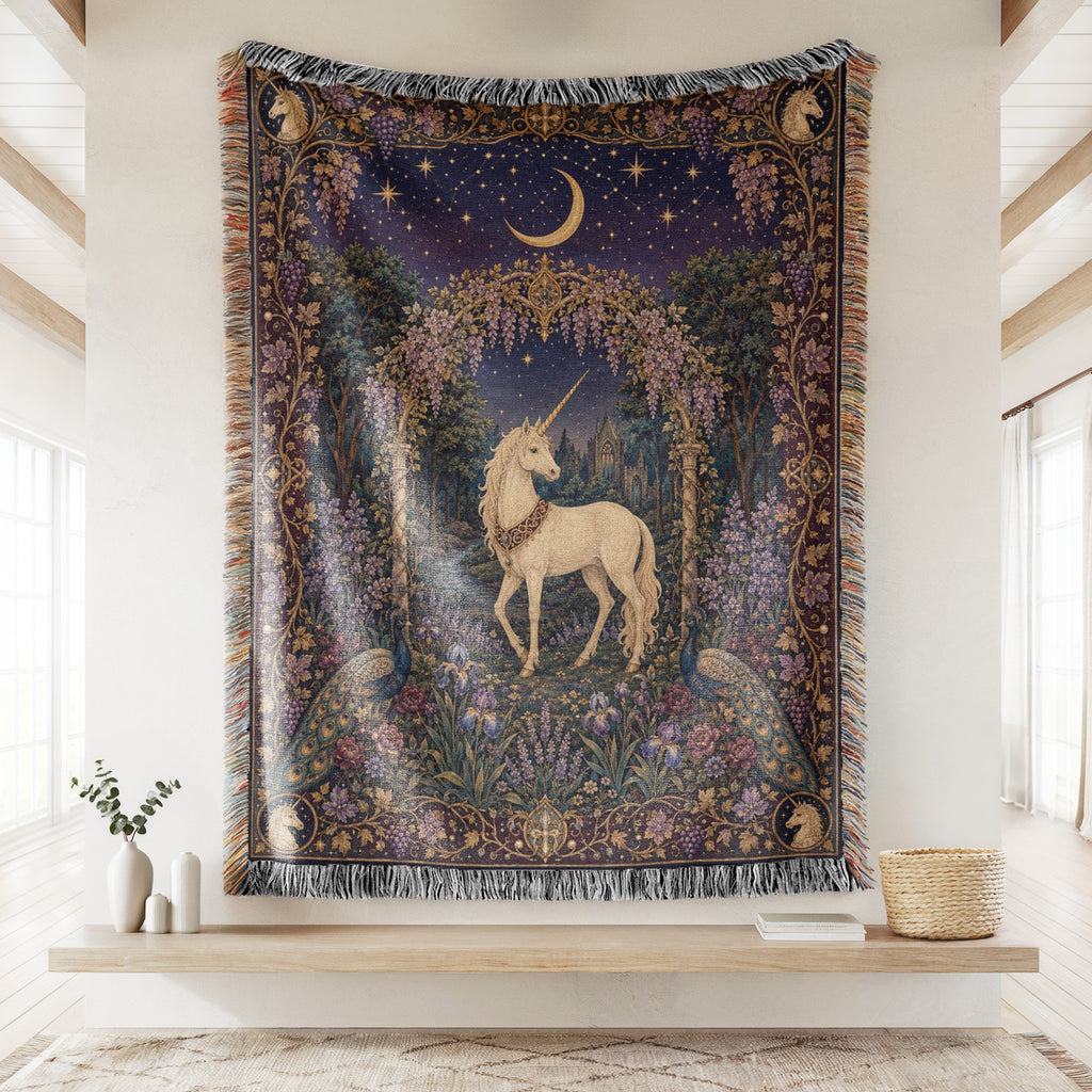 The Wisteria Unicorn Garden Blanket