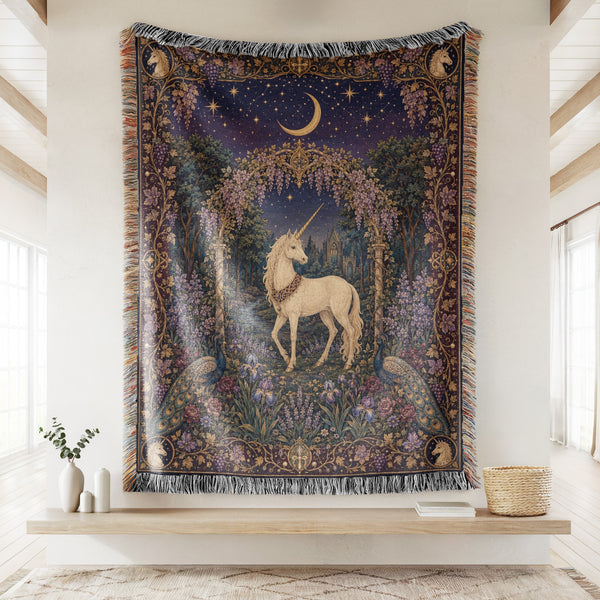 The Wisteria Unicorn Garden Blanket