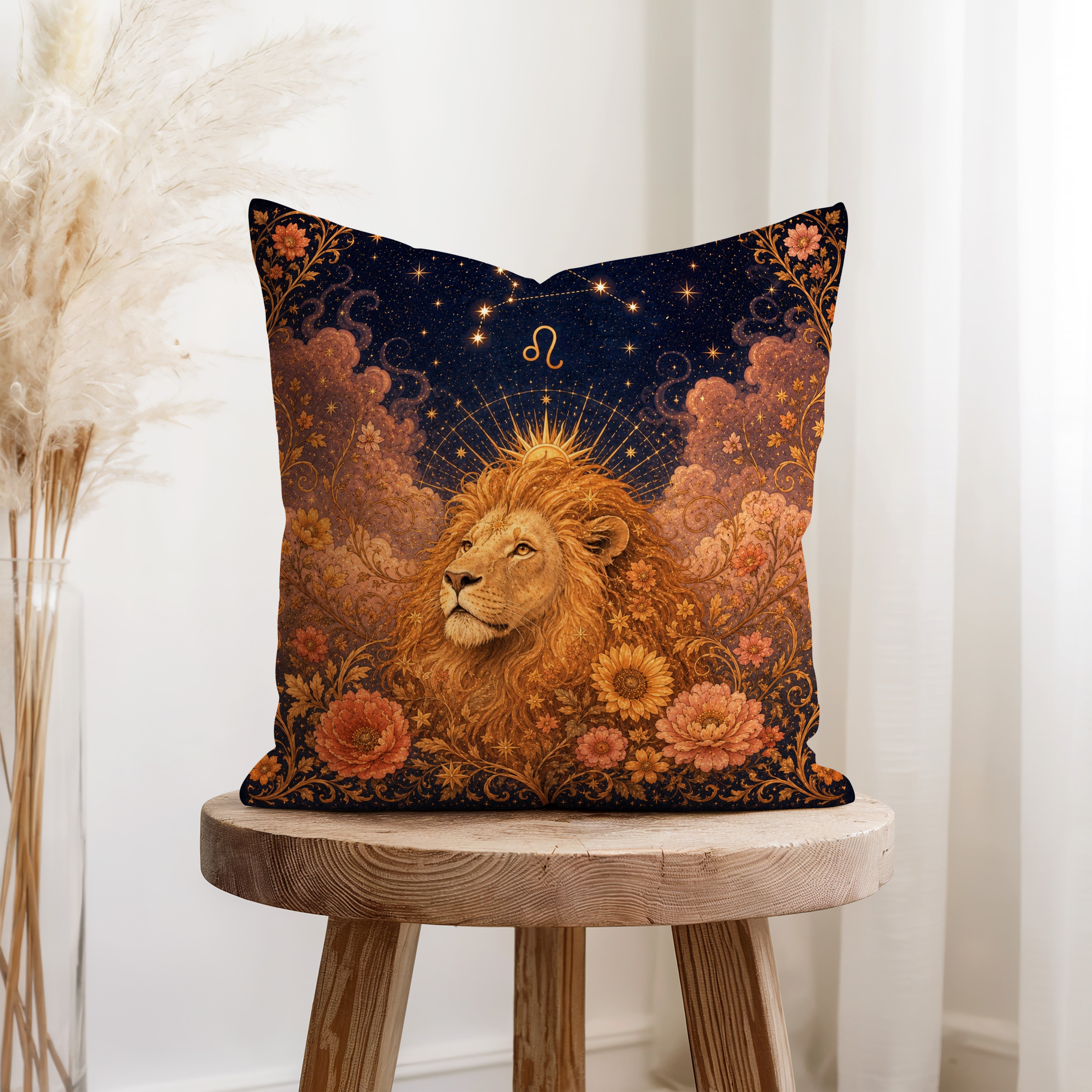 The Sunlit Lion – Leo Zodiac Pillow Secondary image