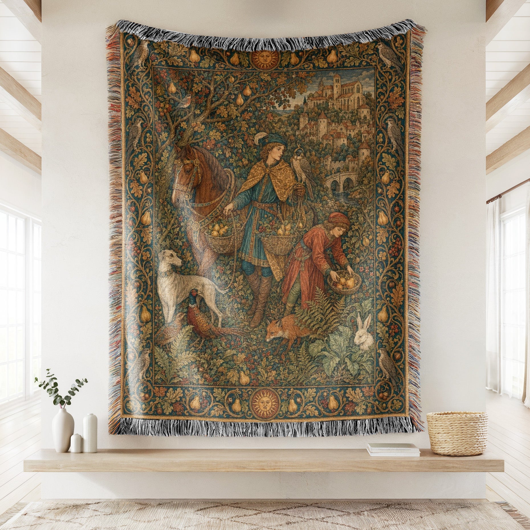 The Falconer of the Pear Orchard Blanket Secondary image