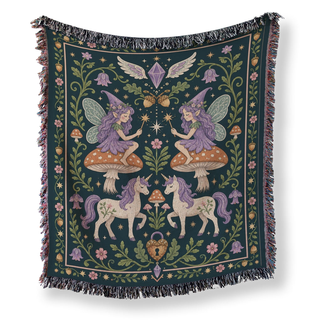 Lavender Fairy & Unicorn Tapestry Blanket