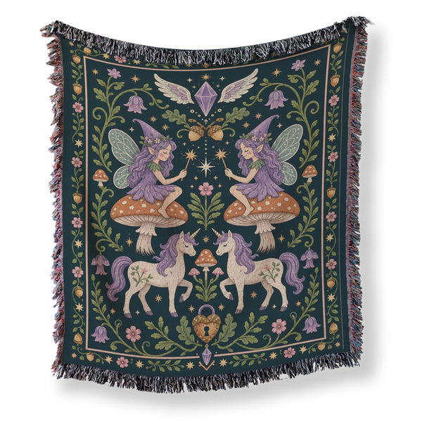 Lavender Fairy & Unicorn Tapestry Blanket