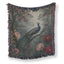 Crimson Peony Peacock Blanket