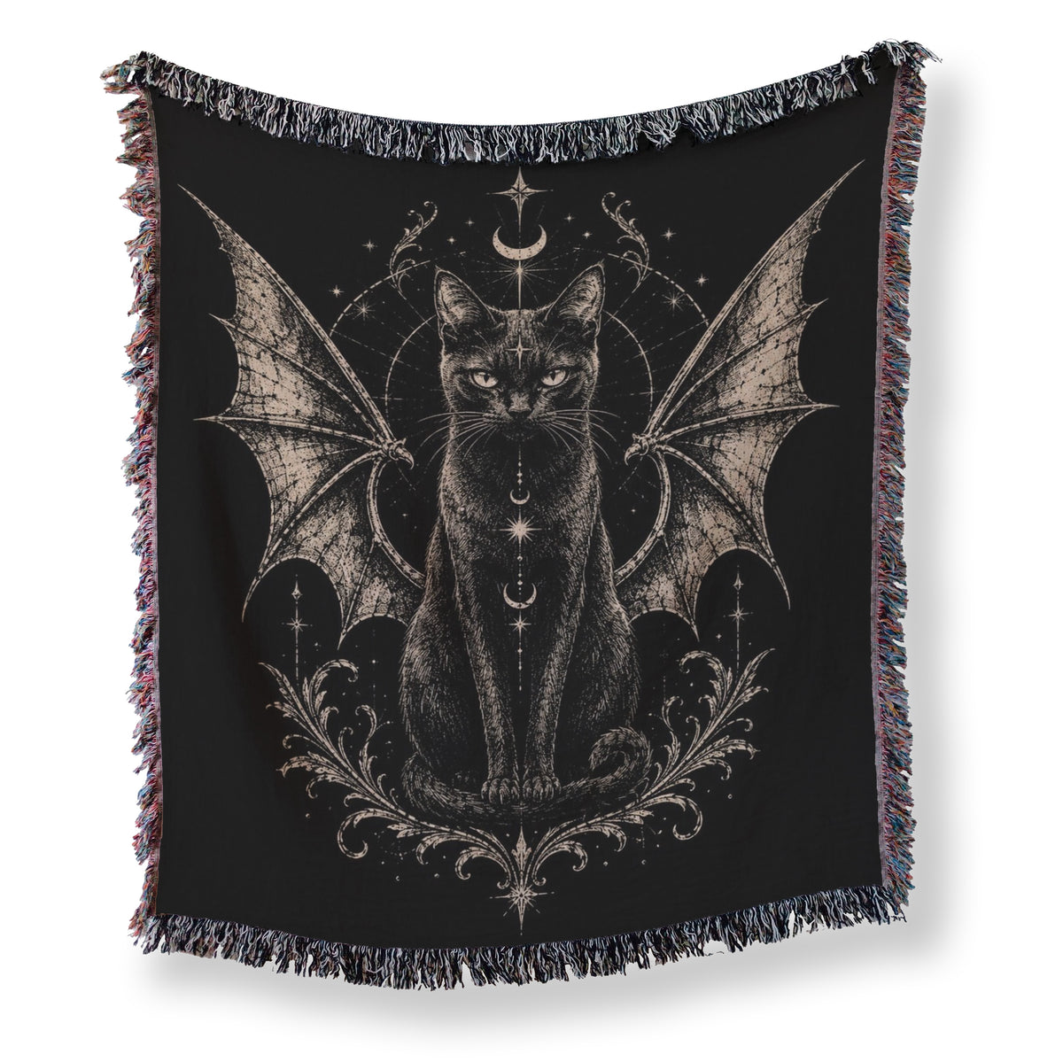 Winged Black Cat Celestial Blanket Main image