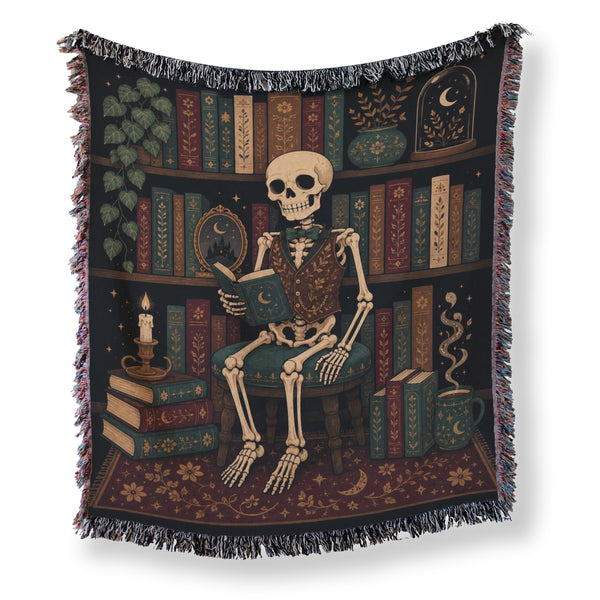 Skeleton Scholar's Celestial Library Blanket