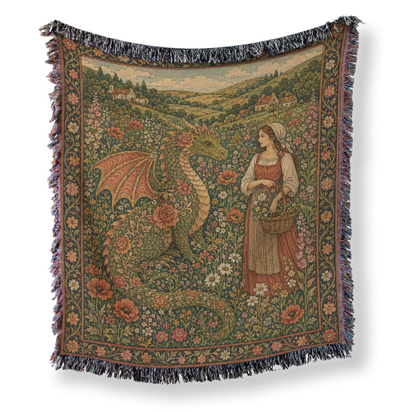 The Rosebound Meadow Dragon Blanket