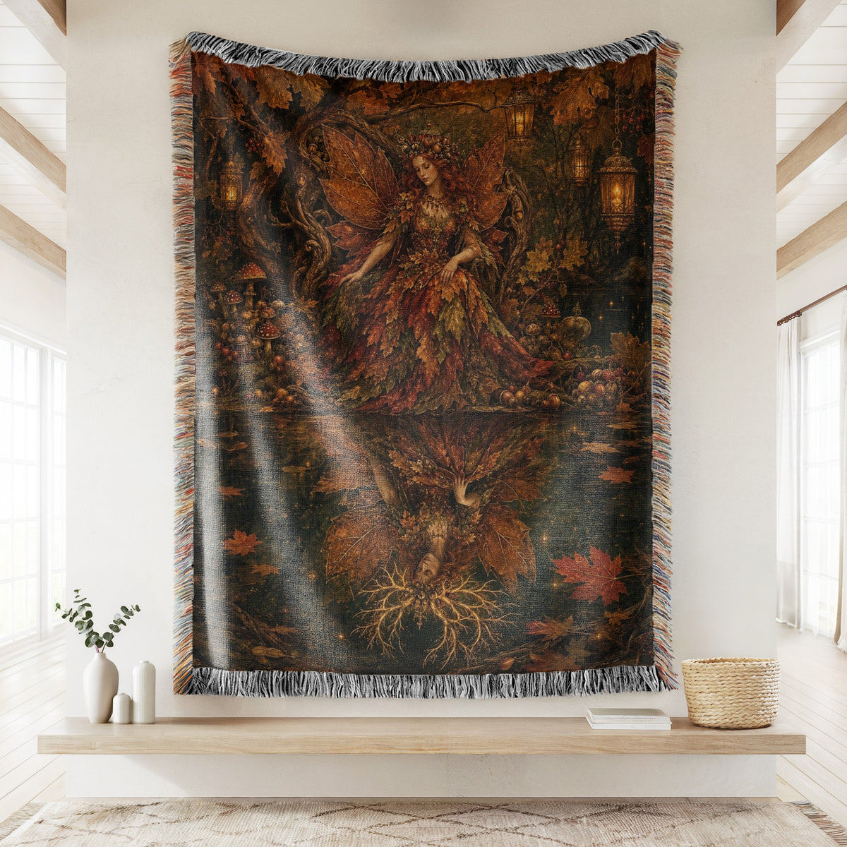 Autumn Lantern Queen Blanket