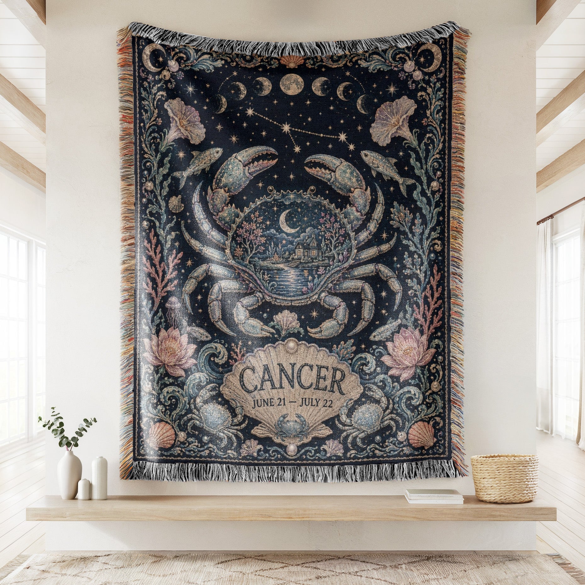 Cancer Moonlit Crab Zodiac Blanket Secondary image
