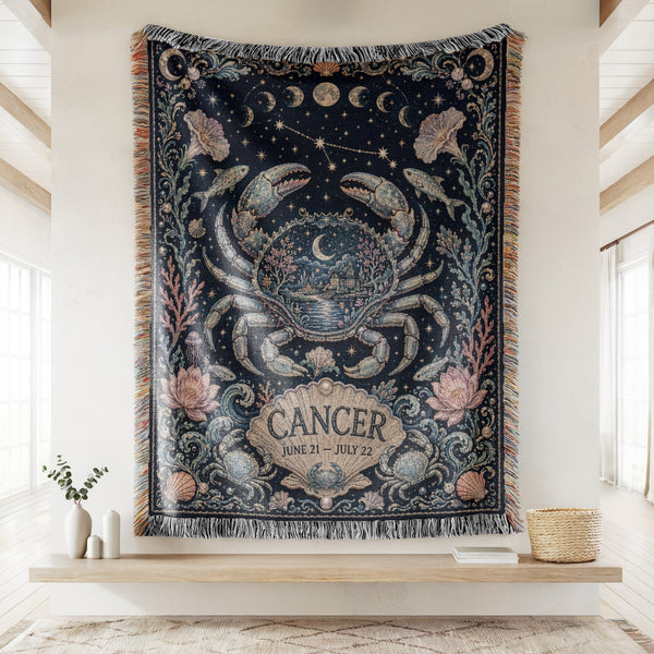 Cancer Moonlit Crab Zodiac Blanket