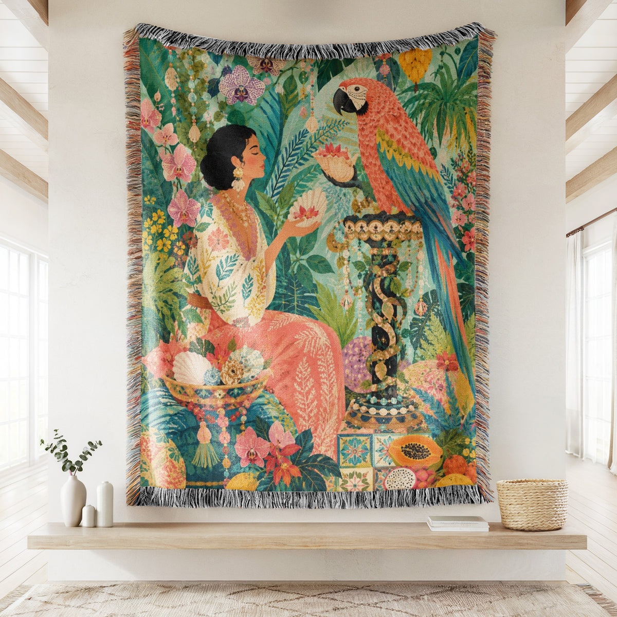 Macaw Tropical Garden Blanket