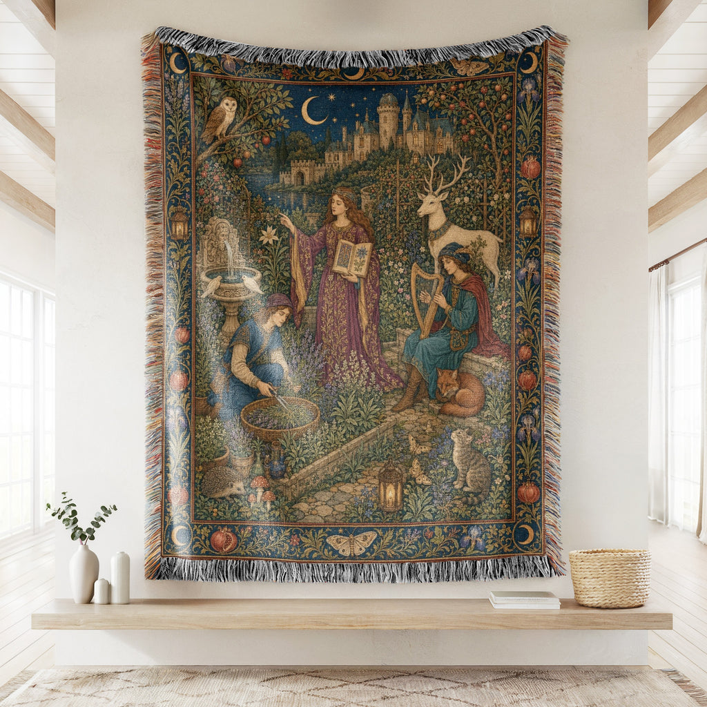The Moonlit Scholar Garden Blanket